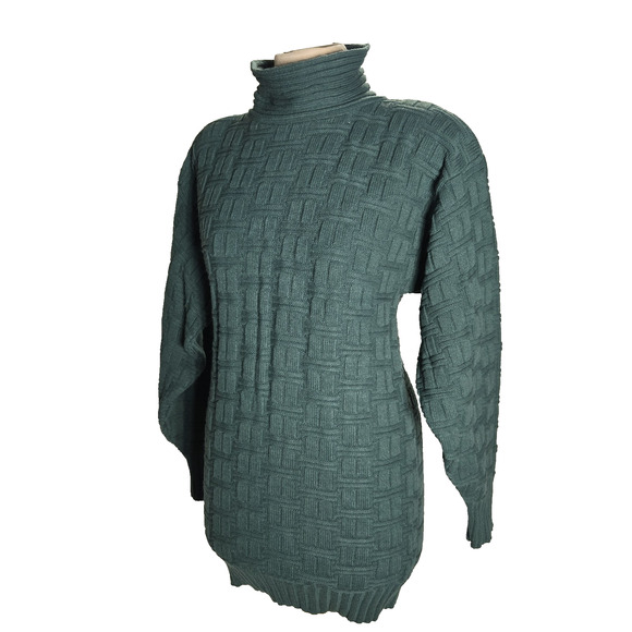 Courtney‎ Rhodes Sweater Vintage Size Small Wool Blend Basket Weave Knit Green - Picture 3 of 9